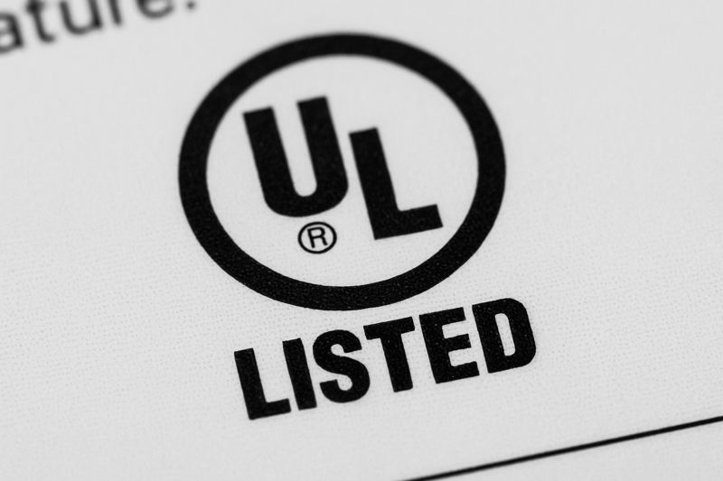 A close-up of an official UL Listed mark on a product's label, symbolizing safety and compliance.
