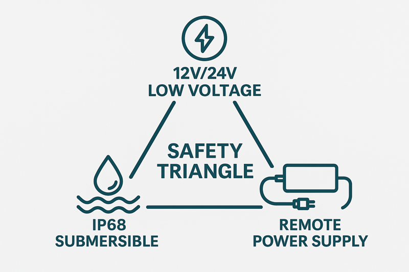 An infographic showing a triangle with three icons: 