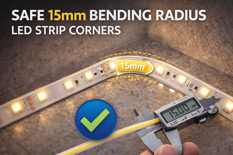 safe 15mm bending radius led strip corners