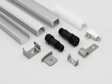 LED strip accessories connectors and aluminum mounting components