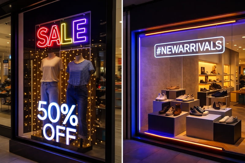 commercial retail window display led signage diy projects
