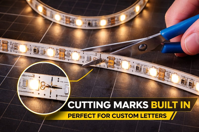 cutting led strip for custom letters exactly on marks