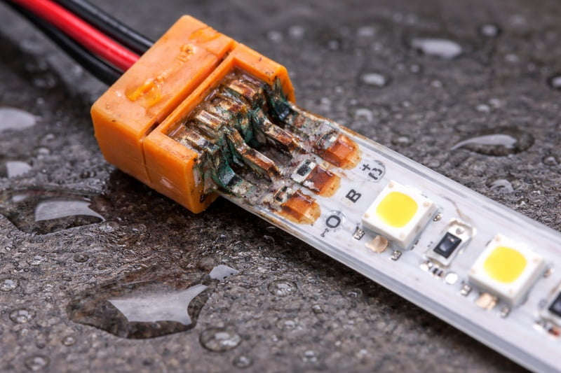 water damaged led strip connection