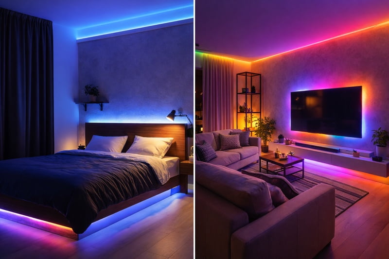 bedroom and living room led strip diy projects