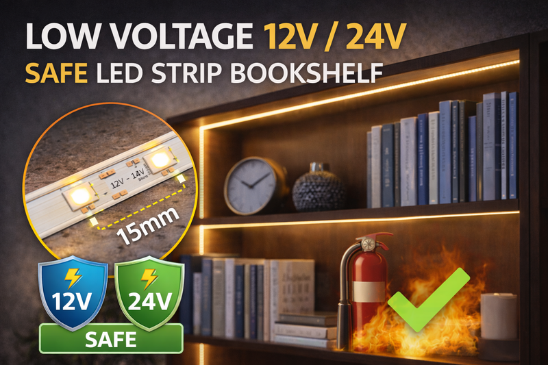 low voltage 12v 24v safe led strip bookshelf