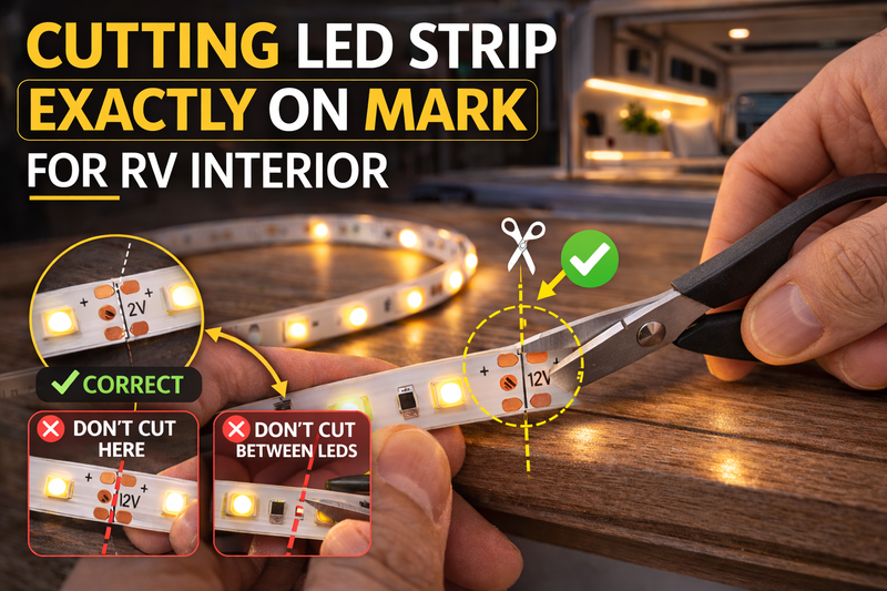 cutting led strip exactly on mark for rv interior