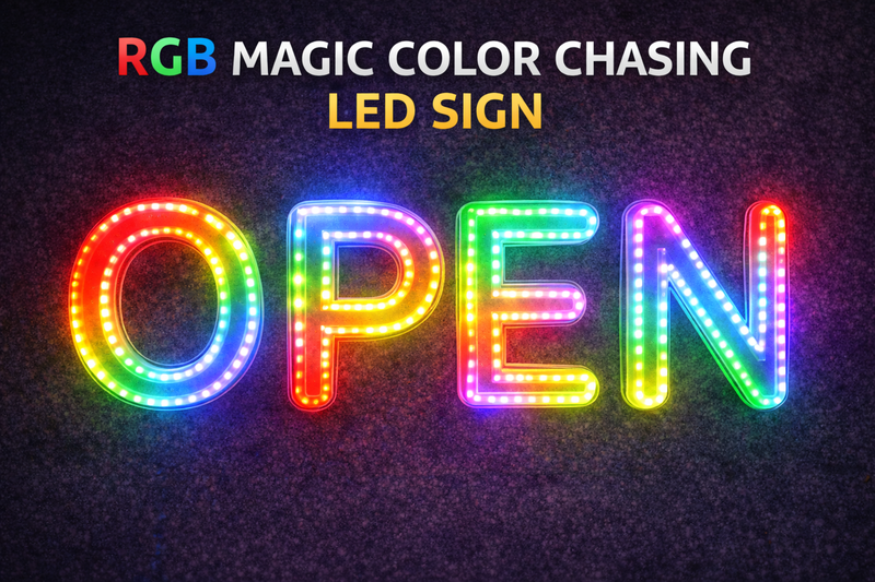 rgb magic color chasing led sign