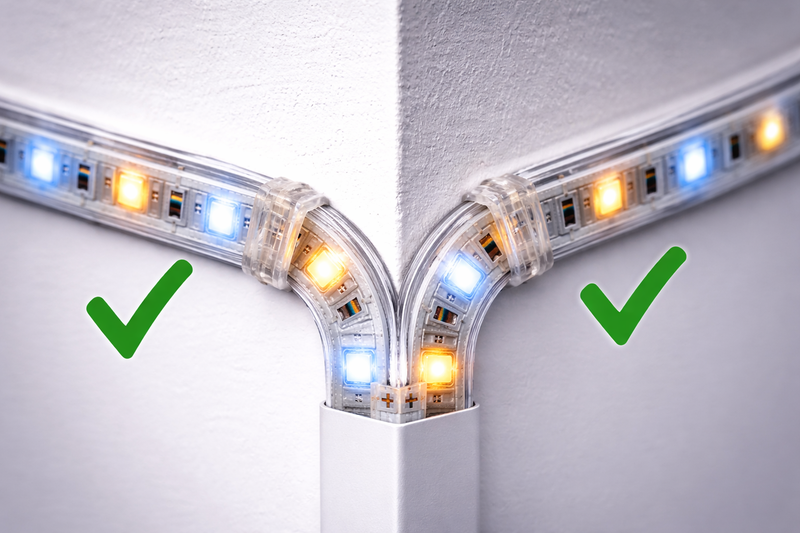 bending led strip correctly around corner