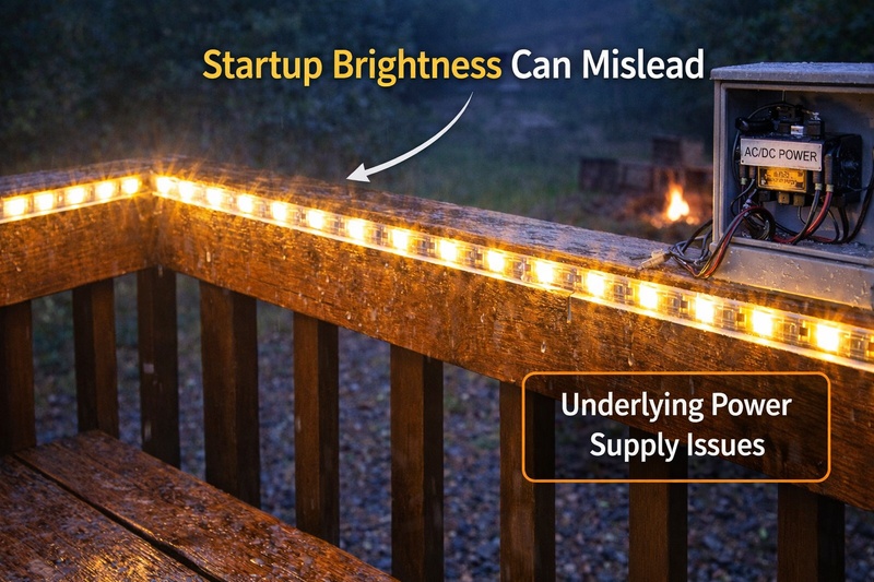 bright startup of outdoor led strip system hiding deeper power supply design problems