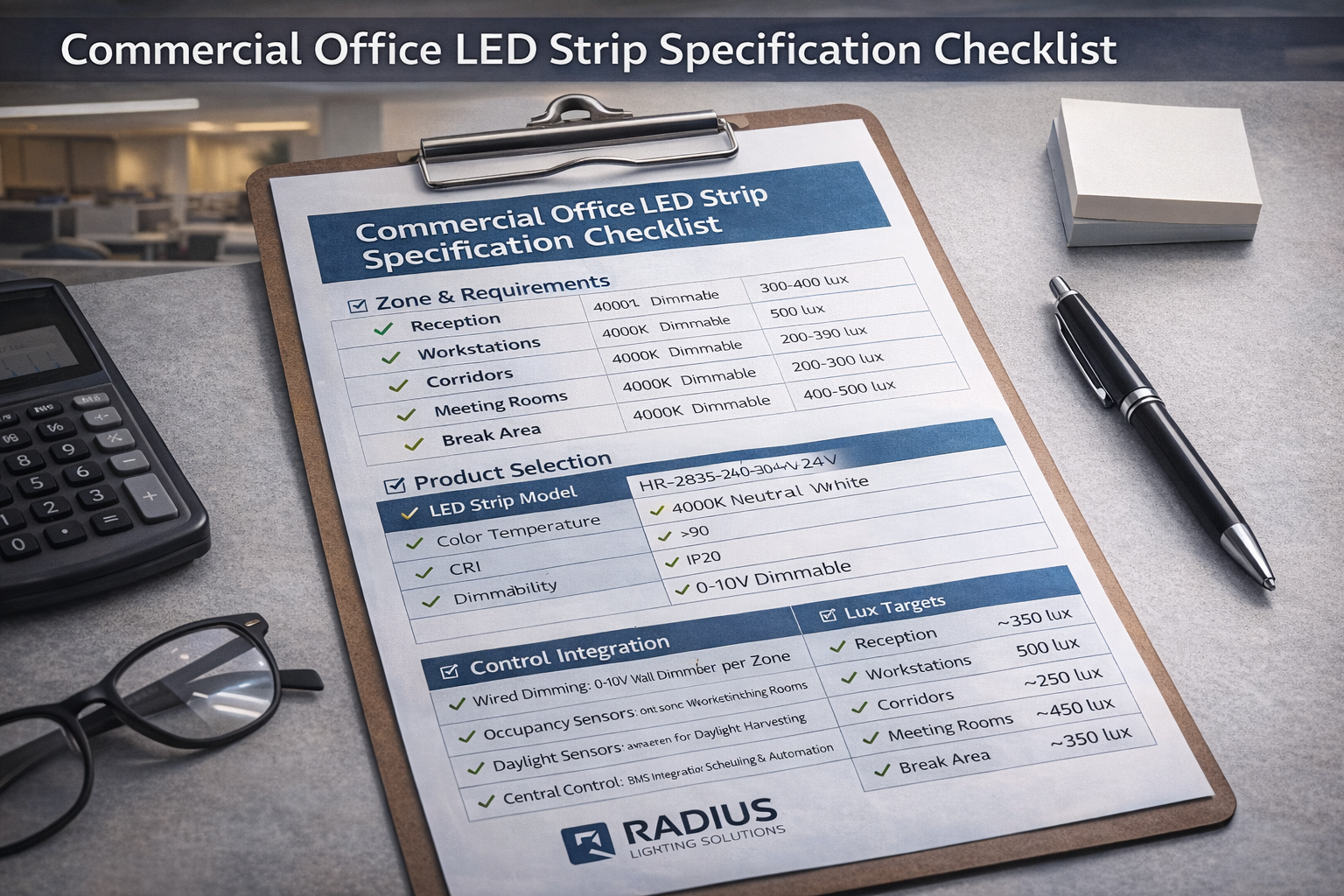 Commercial Office LED Strip Specification Checklist Commercial office LED strip specification checklist