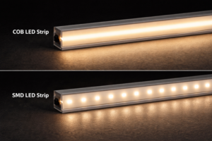 COB LED strip and SMD LED strip light output comparison in aluminum profiles