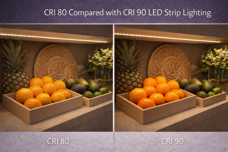 CRI 80 Compared with CRI 90 LED Strip Lighting CRI 80 compared with CRI 90 LED strip lighting