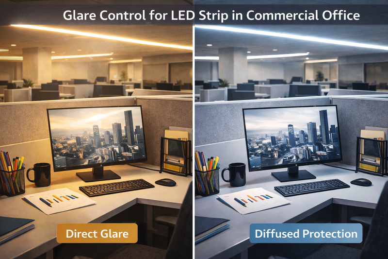 Glare Control for LED Strip in Commercial Office Glare control for LED strip in commercial office