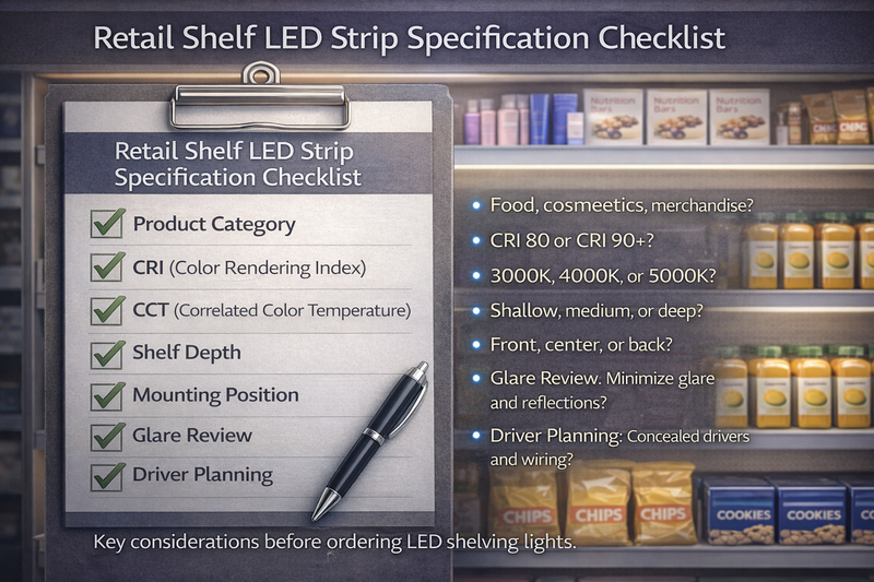 Retail Shelf LED Strip Specification Checklist Retail shelf LED strip specification checklist