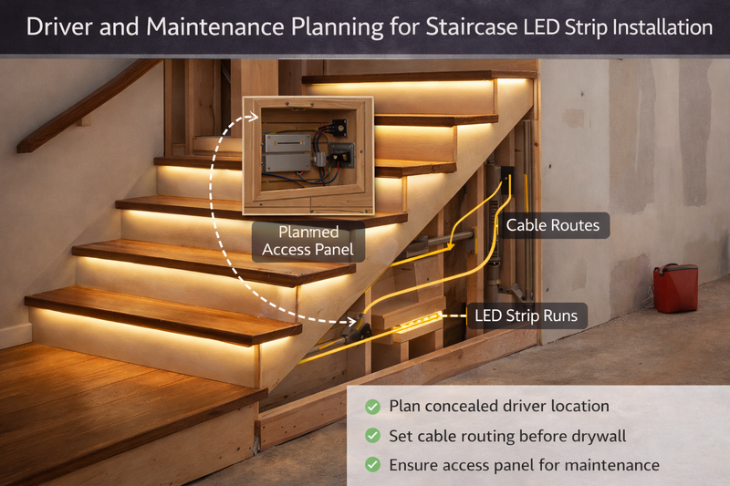 Driver and Maintenance Planning for Staircase LED Strip Installation Driver and maintenance planning for staircase LED strip installation