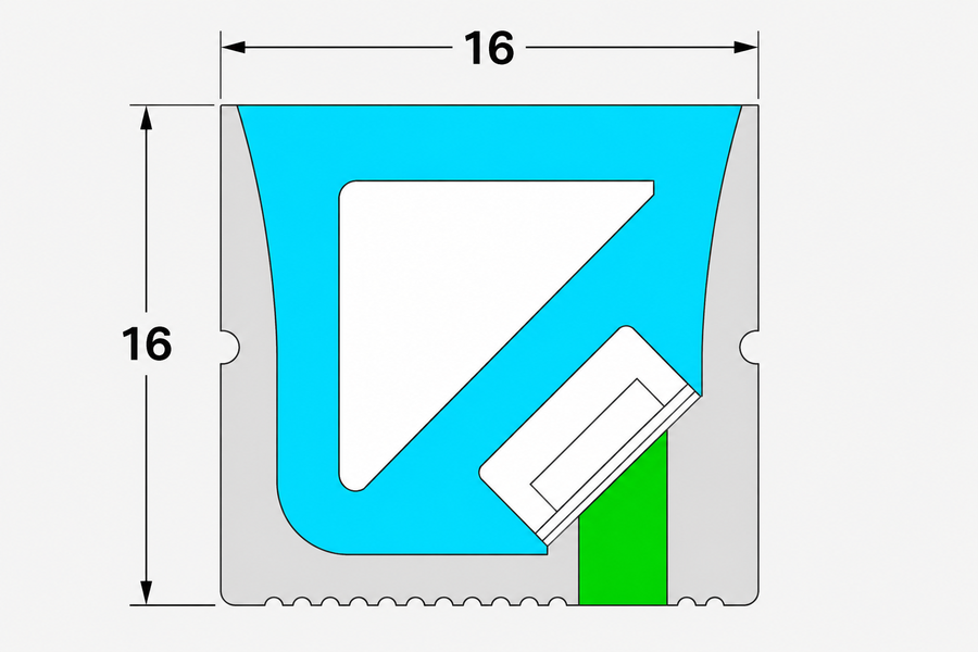 3D LED neon flex profile cross section