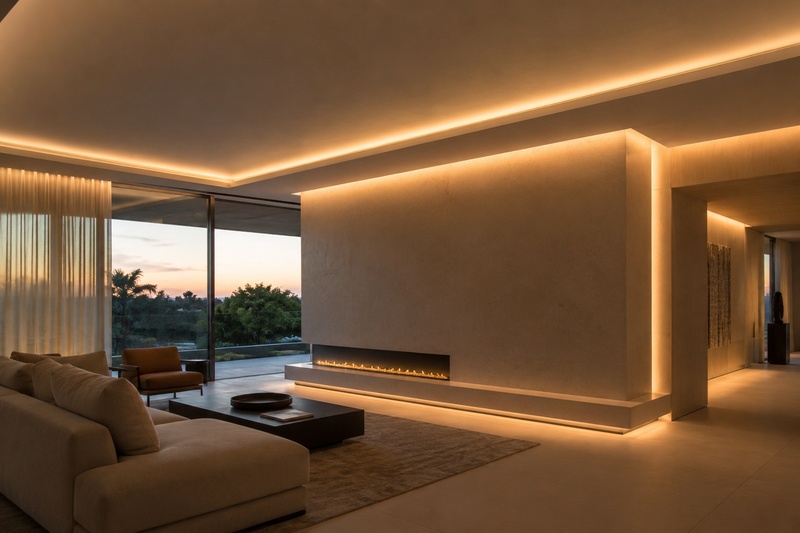 SMD LED strip architectural cove and indirect lighting in luxury interior