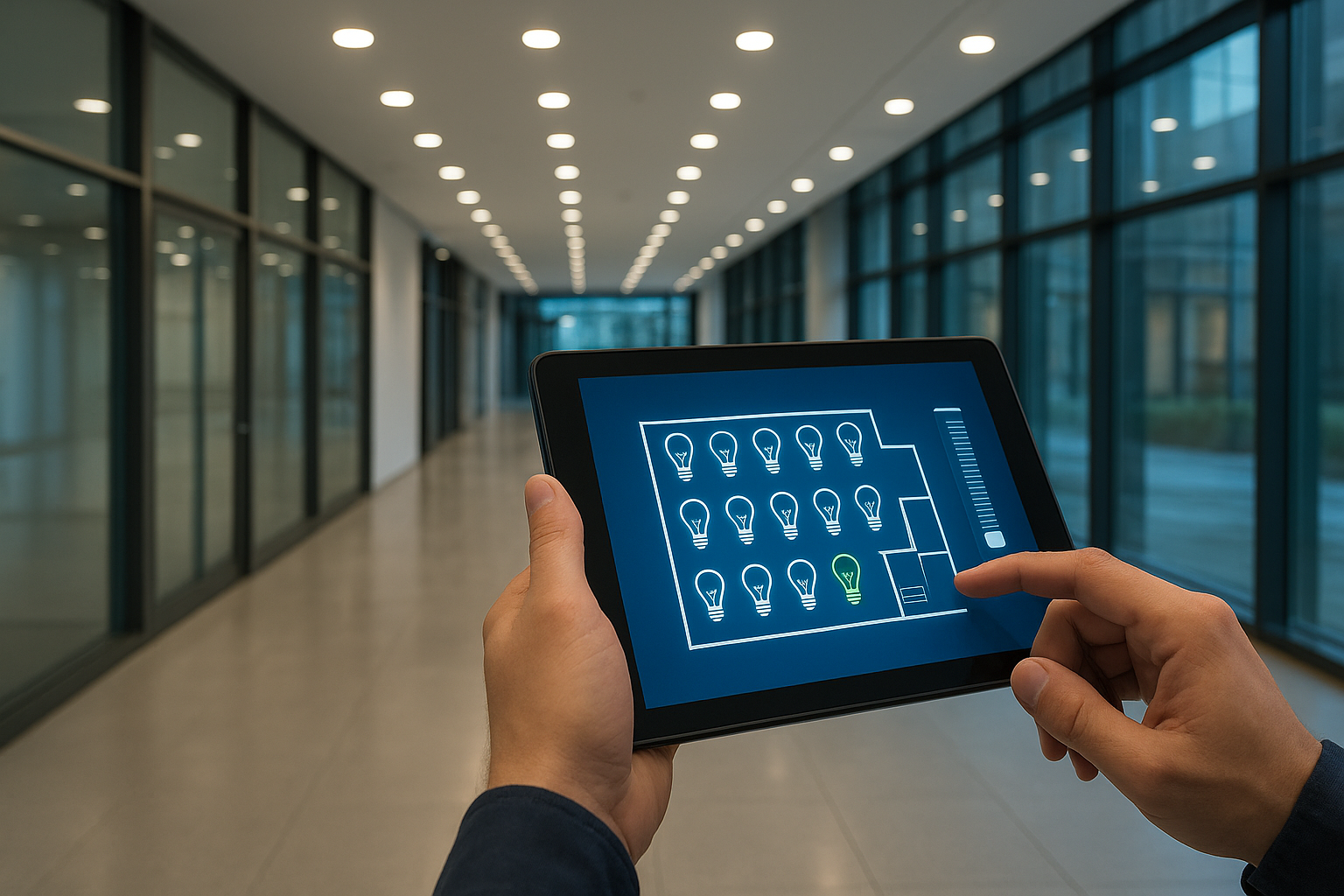 Commercial building lighting automation system with smart controls