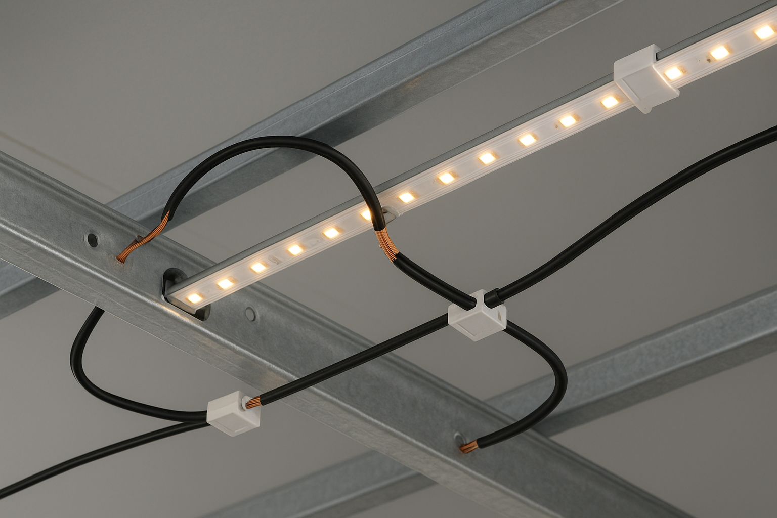 LED strip wiring for long run installation