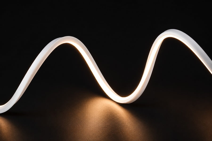Side bend LED neon flex warm white wave shape