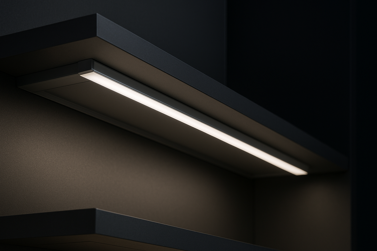 LED strip installed in aluminum channel profile for commercial lighting finish