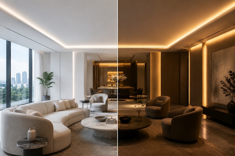 Architectural Cove Lighting with Tunable White COB LED Strip