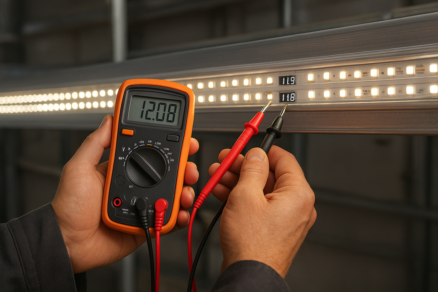 Voltage drop measurement along LED strip run
