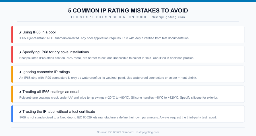 Five common IP rating specification mistakes for LED strip lights and how to avoid them