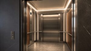 Concealed LED strip lighting in a premium elevator cabin