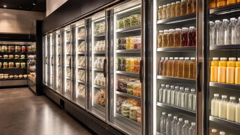 Concealed LED strip lighting in refrigerated retail display cases