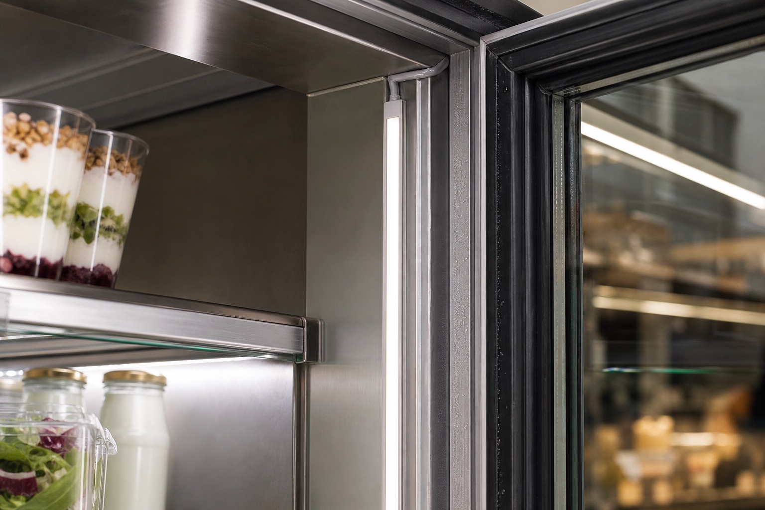 Sealed aluminum LED profile integrated into a refrigerated display case
